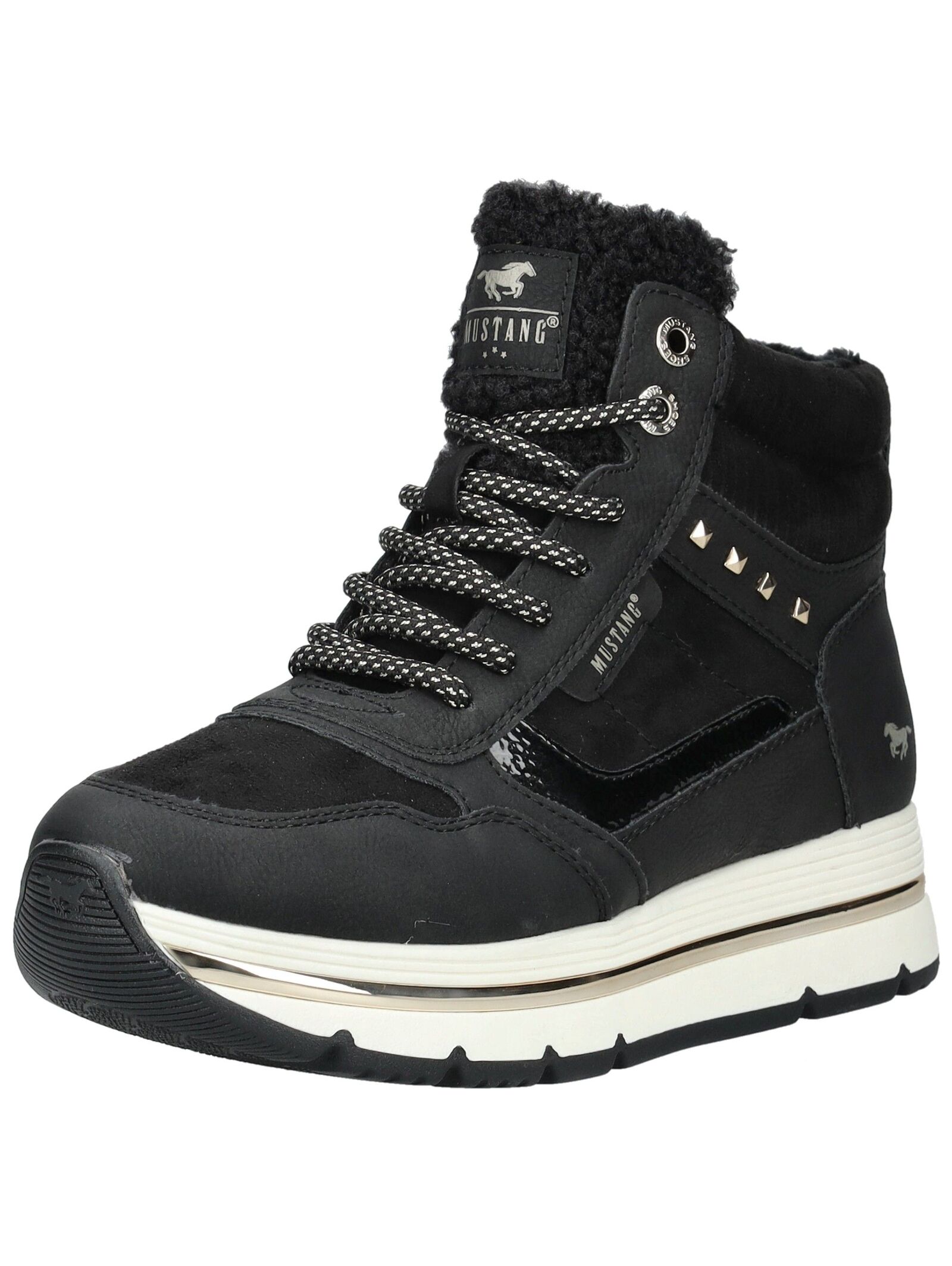 Sneaker MUSTANG SHOES "Mustang Shoes Sneaker Lederimitat/Textil", Damen, Gr. 40, schwarz, Lederimitat, Textil, Schuhe Sneaker