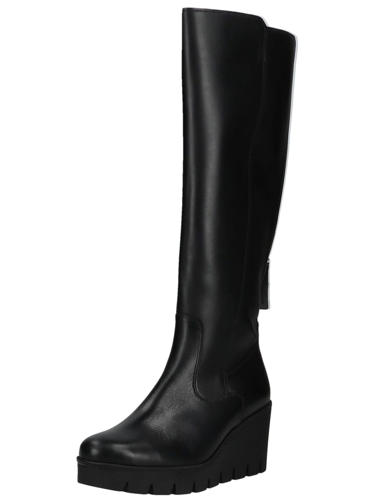 Keilstiefel GABOR "Gabor Stiefel Glattleder", Damen, Gr. 38,5, schwarz, Glattleder, Schuhe