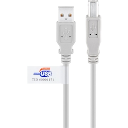 Goobay 50832 USB 2.0 Hi-Speed Kabel mit USB Zertifikat, Grau, 3 m - USB 2.0-Stecker (Typ A) > USB 2.0-Stecker (Typ B) Image