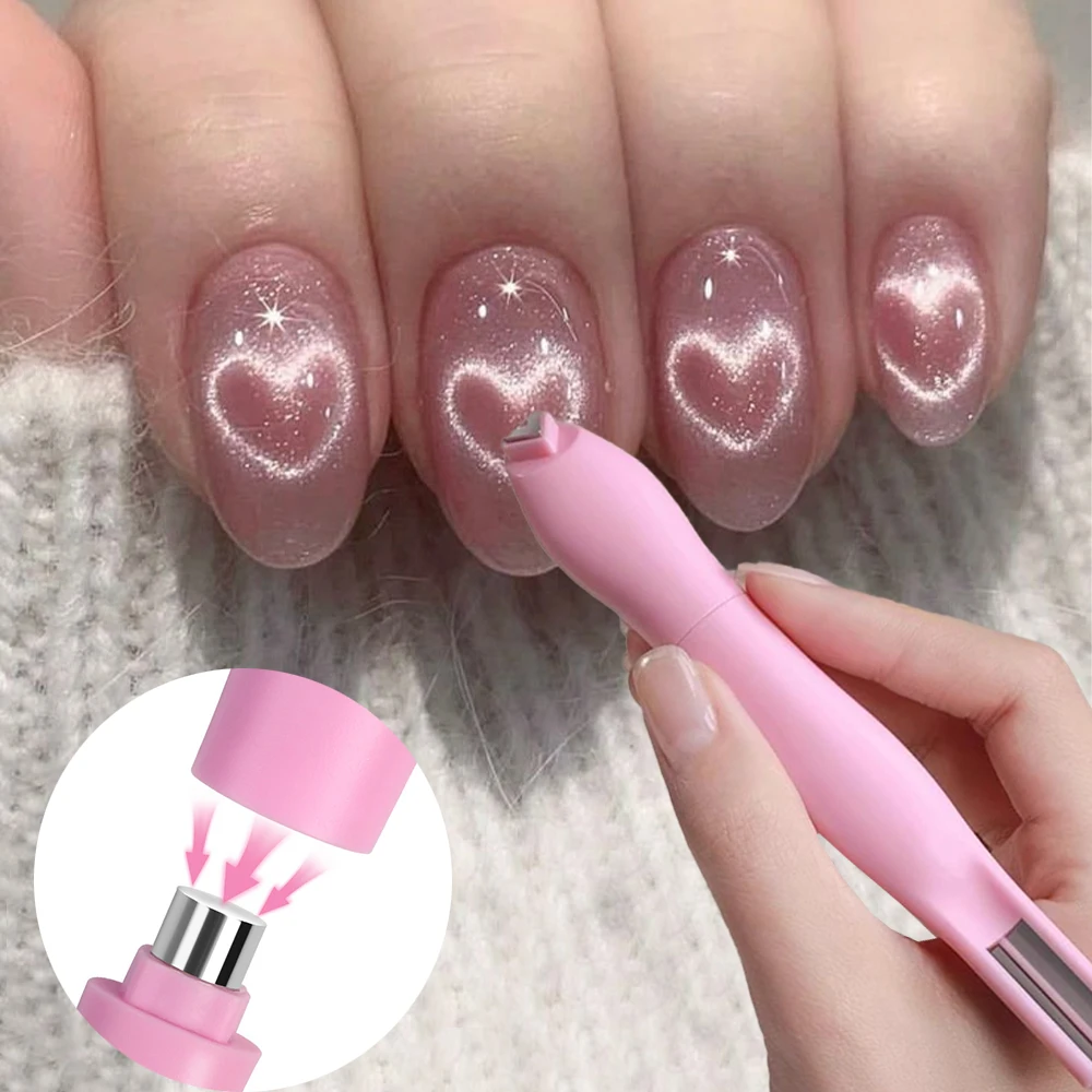 3-in-1 New Love Argyle Cat Eye Nagelmagnet 3D Herz Glasperle Serpentine Nail Art Magnetisch für DIY Gel Polieren Magnetische Werkzeuge