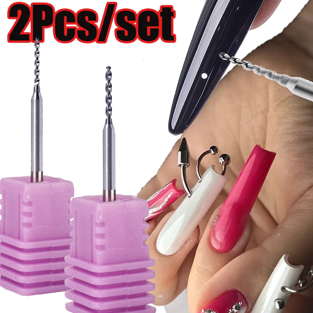 2 pièces/kit foret à ongles professionnel foret 1-1.2mm tête de meulage en acier de perçage Super rapide outil à ongles bricolage outil de perçage d