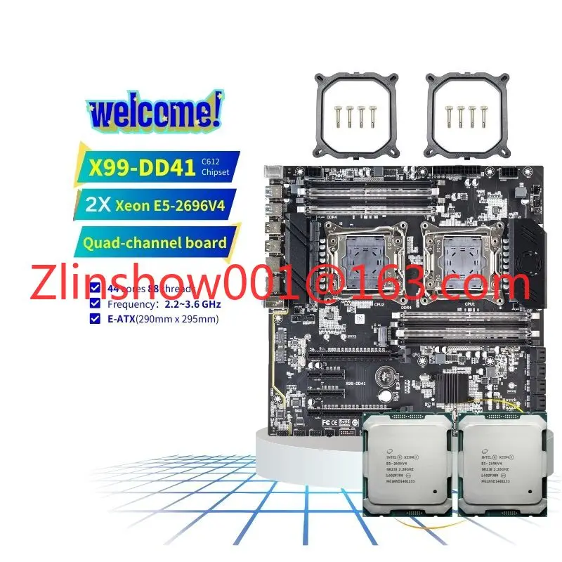 NEUES Quad Channel DDR4 RAM Desktop-PC-Kombinationskit-Set Dual Xeon E5 2696 V4 Combo 2696v4 X99 Motherboard Dual CPU