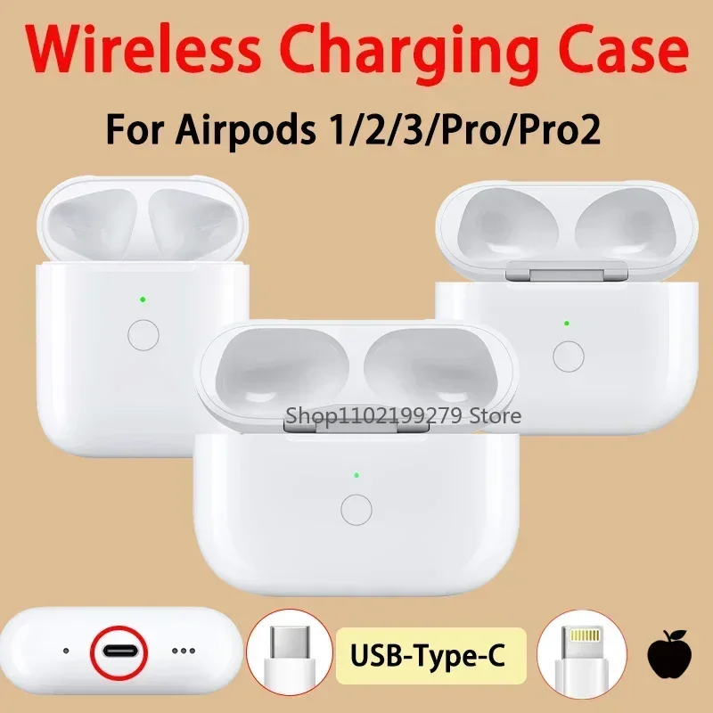 Kabelloses Ladeetui als Ersatz für die Original-Airpods Pro 1/2/3 Generation, Ersatz-Ladebox mit [USB Typ C] Laden Image