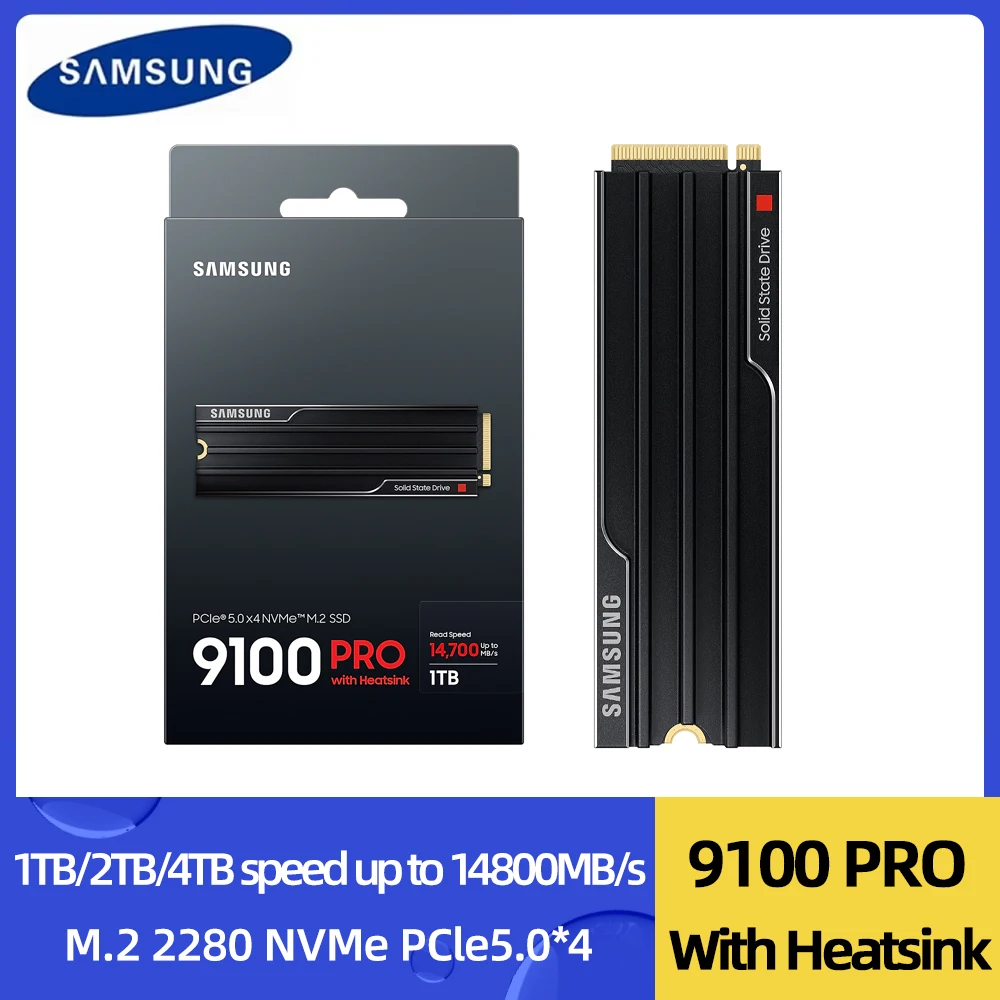 SAMSUNG SSD 9100 PRO mit Kühlkörper 1 TB 2 TB 4 TB PCIe 5.0x4 M.2 2280 Lesen Sie bis 14,800 MB/s für mobile PC-Spielekonsole Image