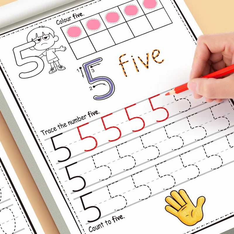 Übungsbuch für Zahlen 0-30 Zeichenbuch Stiftkontrolle Kalligraphie Übung Zuhause und Schule Lernen Arbeitsbuch Mathematik Image