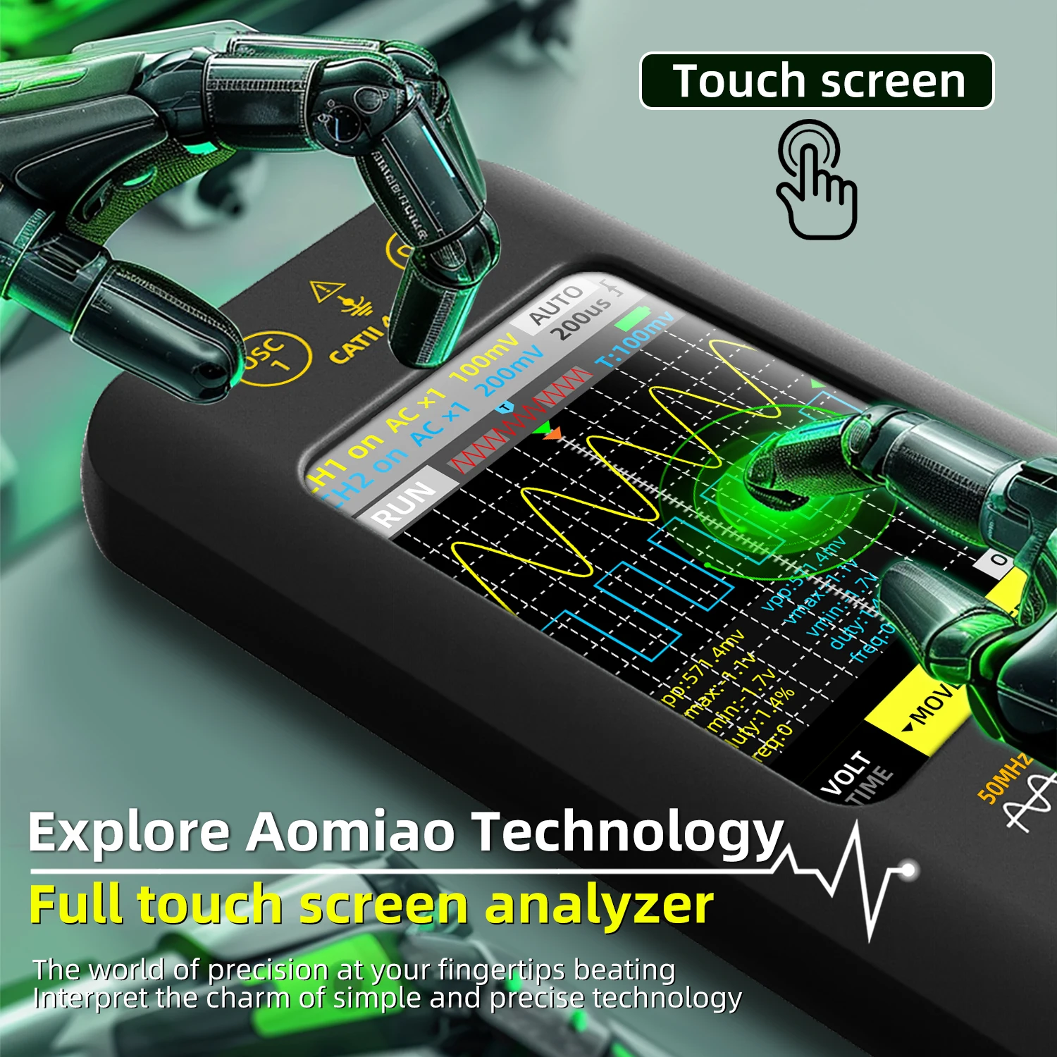 BSIDE Neues Touchscreen-Digitaloszilloskop + Signalgenerator Zweikanal 50 MHz Automatischer Osziloskopnadio Tools Grafiktester Image