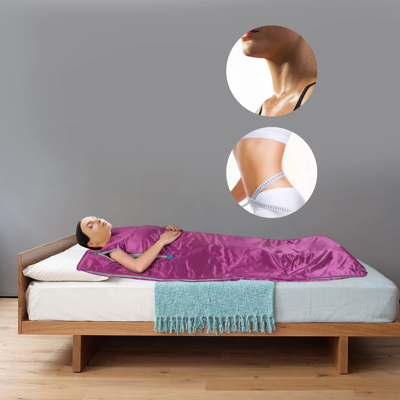 Tragbare Saunadecke mit Reißverschluss, entspannende Heizung, Saunadecke 35-80 ℃ für die Körperentspannung zu Hause im Spa-Salon Image