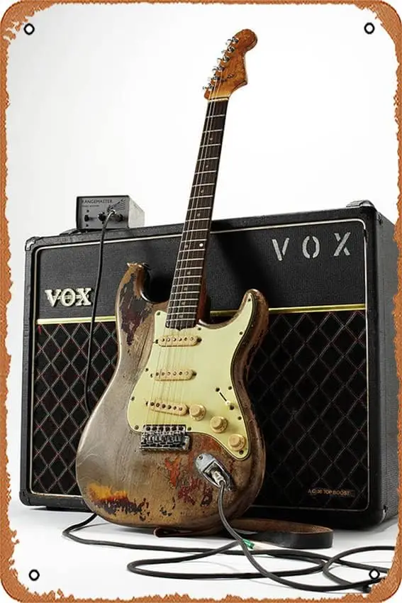 Rory Gallagher E-Gitarrenstudio – Poster | Leinwand Wand Kunstdruck Vintage Metall Blechschild Poster Retro Garage Hof Zuhause Café Image