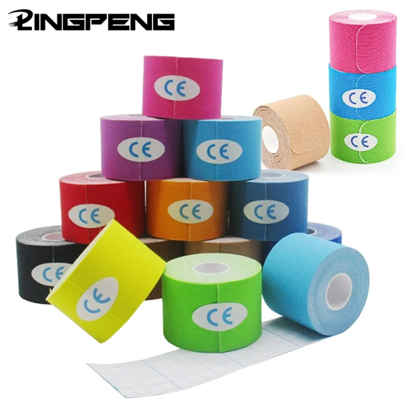 2,5 cm * 5 m Sport Kinesiologie Tape Recovery Selbsthaftende Bandage Wraps Wasserdichte Baumwollbänder zur Linderung von Muskelschmerzen Image