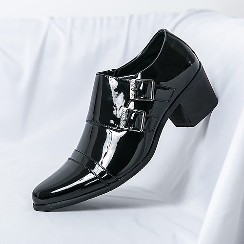 Herren-Monk-Strap-Schuhe in Schwarz und Gold mit Krokodilmuster – hochwertiges Kunstleder, luxuriöses Design mit Doppelschnallen, perfekt für formelle Anlässe, Hochzeiten und Geschäftstreffen. Image