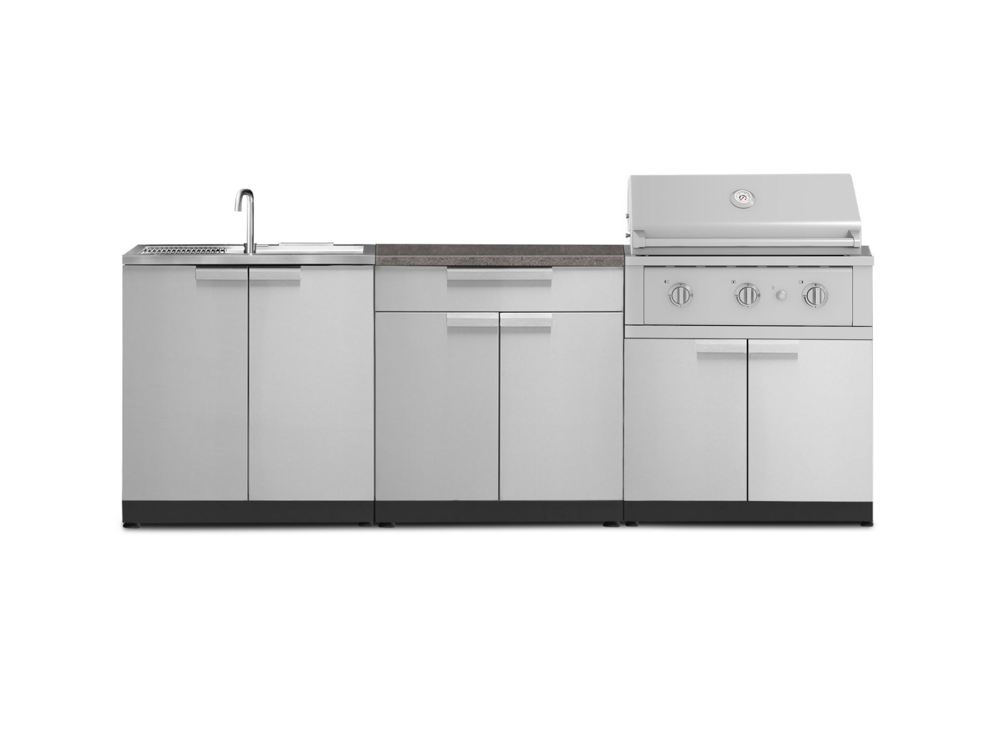 NewAge Outdoor Kitchens Stainless-Steel 5-Piece Cabinet Set with Bar, Sink, Grill Cabinet, Performance Grill, and Countertop