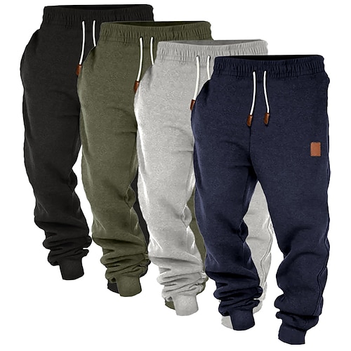Herren Jogginghose Jogginghose Jogger Fleecehose Hose Kordelzug Elastischer Bund Mehrfachpackung Einfach Komfort Volle Länge Outdoor Täglich Ausgehen Mode Klassicher Stil 1 2 Mikroelastisch Image