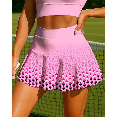 Damen Tiermotiv Leopard Lässiger Rock Tennisröcke Patchwork Tasche 2 in 1 UPF50 UV-beständig Mehrlagig UV Schutz Volleyball Tennis Badminton Shorts Rock Blau und Weiß Gelb Rosa Tennisbekleidung Image