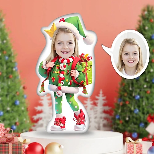 Personalisiertes Fotokissen für Weihnachten, kreatives DIY-Kissen in Humanoidform, lustiges Geburtstagsgeschenk für Freunde, einzigartiges Fotokissen, individuelle Fotogeschenke zu Weihnachten Image