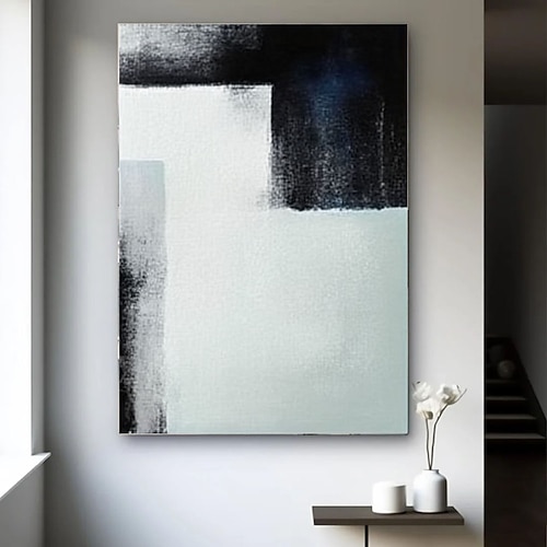 Handgemaltes nordisches abstraktes Gemälde, minimalistisches Dekor, blauer Farbverlauf, Graffiti-Poster, Wandkunst, Leinwandbilder, Wanddekoration für Wohnzimmer, Heimdekoration, Wandkunstgemälde Image