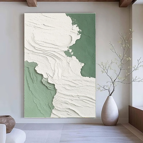 Handgefertigt Ölgemälde Handgemalte Vertikal Abstrakt Zeitgenössisch Modern Fügen Innenrahmen Image