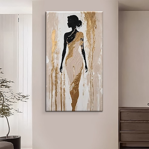 Handgemaltes Ölgemälde auf Leinwand, abstraktes Porträt eines afrikanischen Mädchens, Wanddekoration, auf Keilrahmen gespannt / gerolltes, ungespanntes Gemälde Image