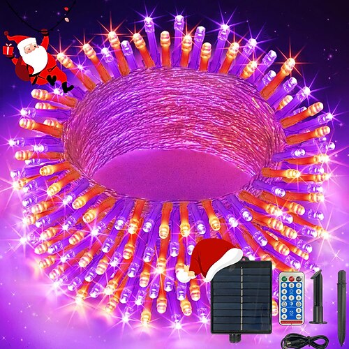 Outdoor-Solar IP44 wasserdicht Lichterkette Innen- und Außenhof Terrasse Hochzeit Feiertagsfeier Baumatmosphäre Dekorationslicht USB-Aufladung Fernbedienung 10/20/30/50/100M Image