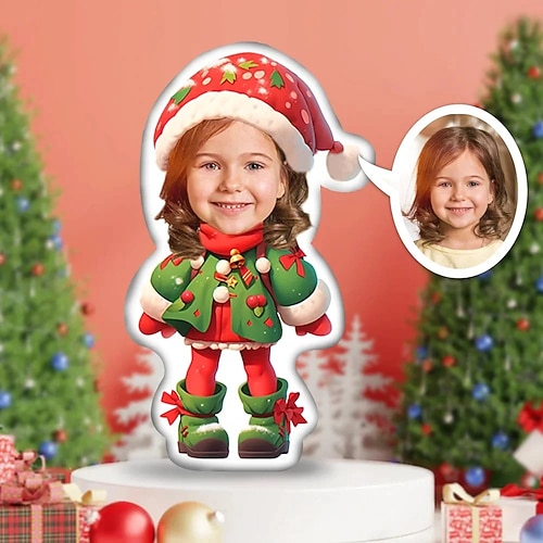Personalisiertes Fotokissen für Weihnachten, kreatives DIY-Kissen in Humanoidform, lustiges Geburtstagsgeschenk für Freunde, einzigartiges Fotokissen, individuelle Fotogeschenke zu Weihnachten Image