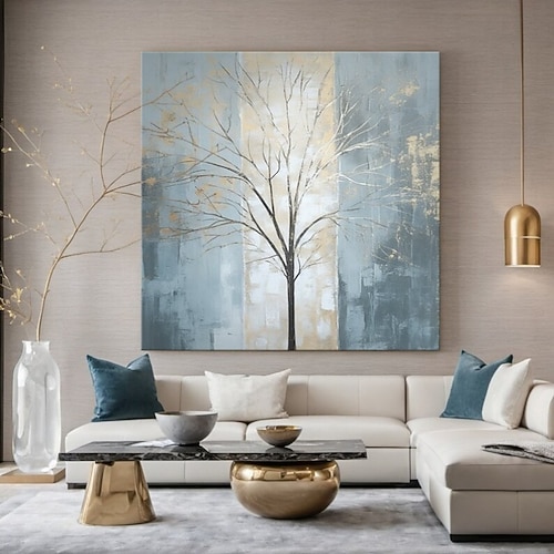 Handgemaltes Ölgemälde auf Leinwand, moderne abstrakte Wanddekoration mit Pflanzenzweigen für Wohn- und Esszimmer, gerollt, rahmenlos, ungespannt Image