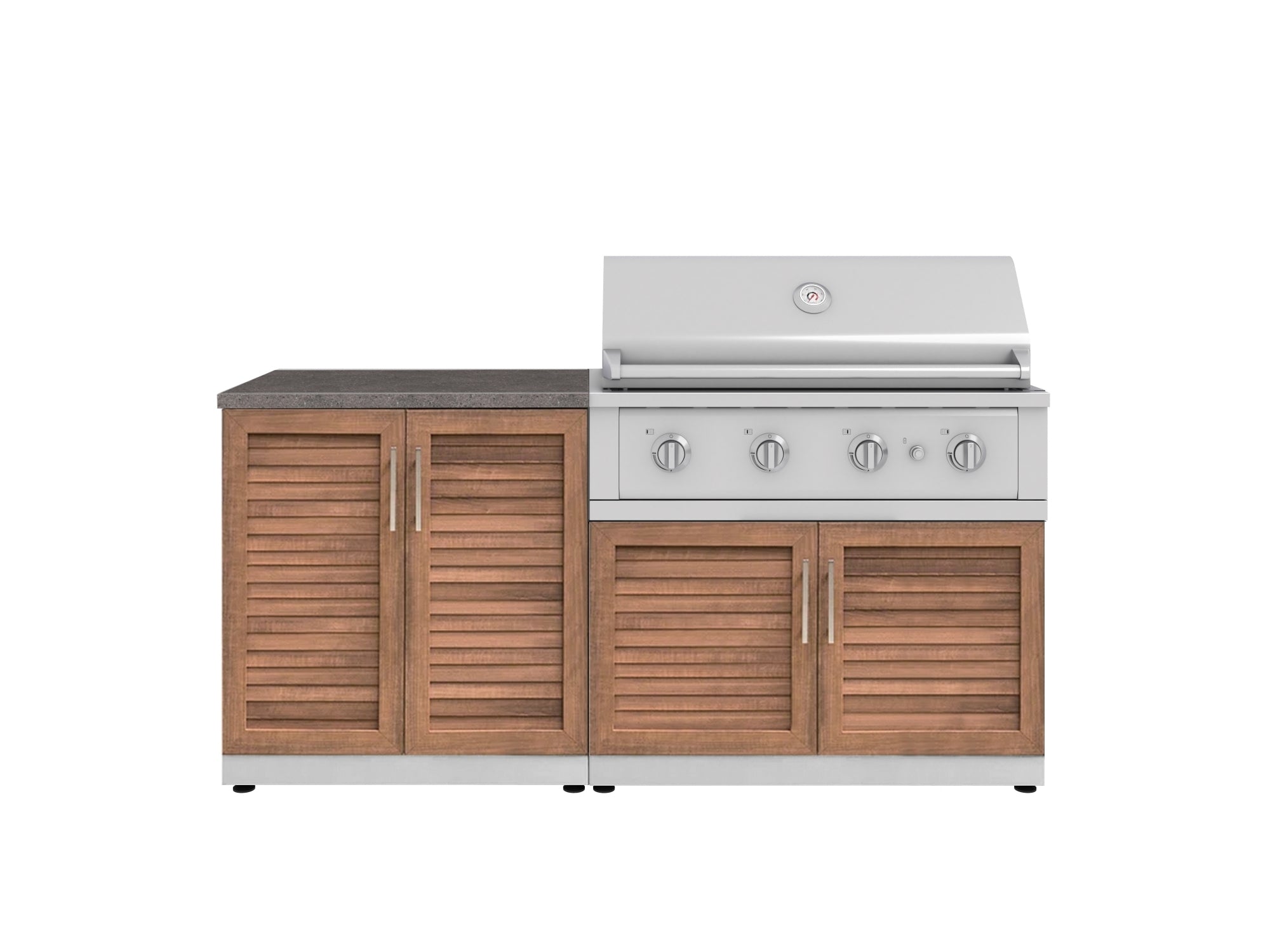 NewAge Outdoor Kitchens Stainless Steel 4-Piece Cabinet Set with 2 Door, Grill Cabinet, Performance Grill and Countertop