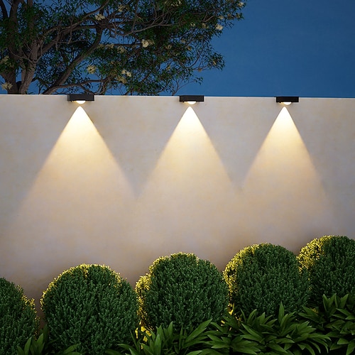 4 Stück solarbetriebene, wasserdichte Außenwandleuchten mit 1/2/3/4 LEDs für Villengärten, Treppenhäuser, Balkone, Zäune und Veranden – Dekorationsbeleuchtung Image