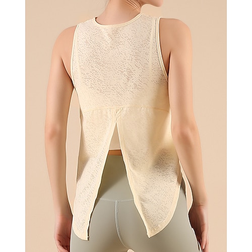 Damen Einfarbig Tank Top T-shirt Fitness Lockere Passform Elastisch Schweißableitend Atmungsaktiv Tennis Pickleball Yoga Rundhalsausschnitt Oberteil Schwarz Weiß Gelb Tennisbekleidung Image