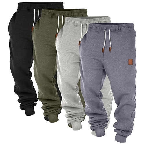 Herren Jogginghose Jogginghose Jogger Fleecehose Hose Kordelzug Elastischer Bund Mehrfachpackung Einfach Komfort Volle Länge Outdoor Täglich Ausgehen Mode Klassicher Stil 1 2 Mikroelastisch Image