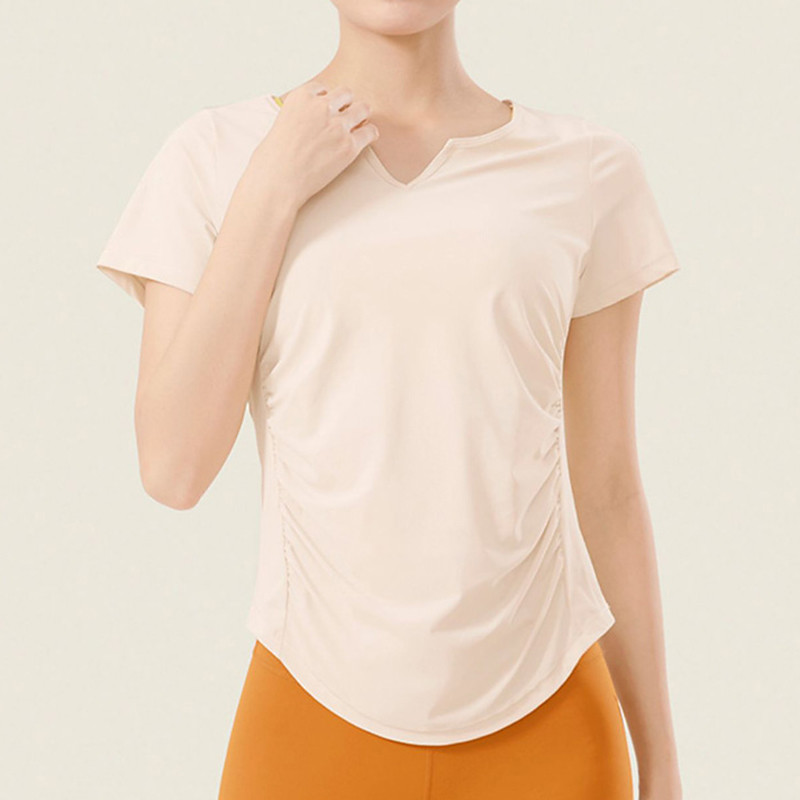 Women's Solid Colored Workout Tee Workout Tops Loose Fit Elastic Sweat-Wicking Breathable Tennis Pickleball Yoga V Neck Top Black Pink Blue Tennis Clothing