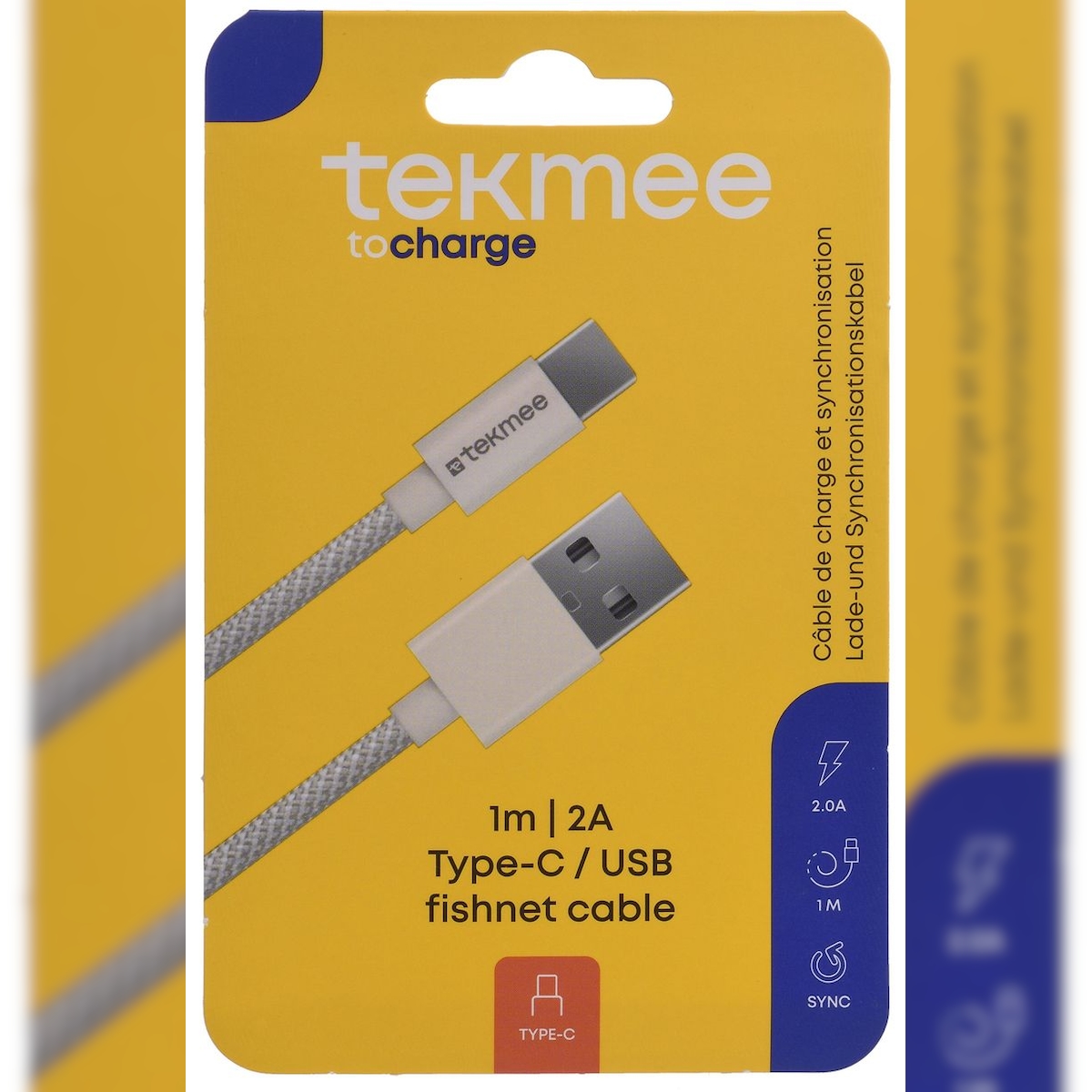 TEKMEE 40 43 01 66 Ladekabel USB-A/USB-C fishnet weiß Image