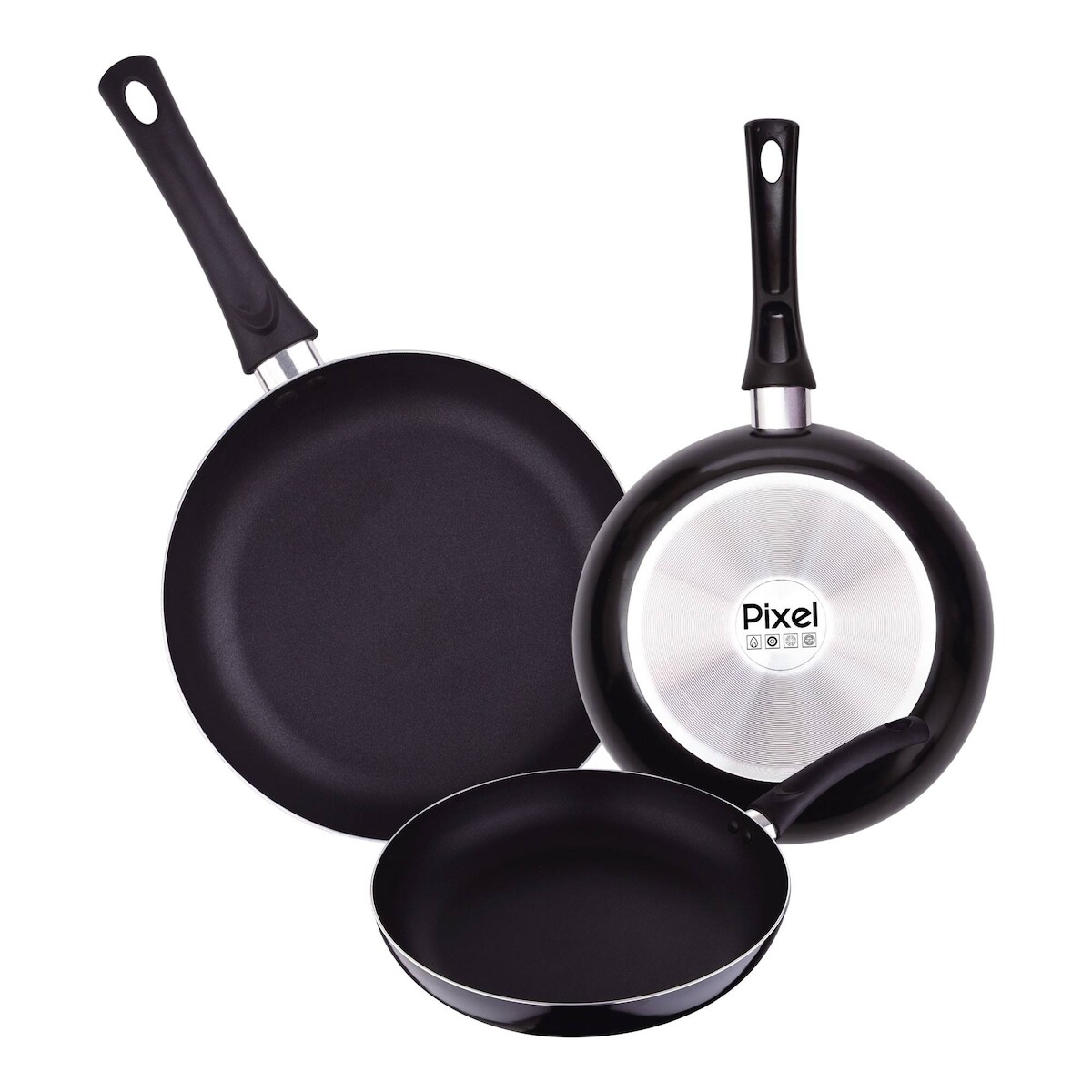 Chef sauce PIXEL - Set mit 3 antihaftbeschichteten Bratpfannen aus gepresstem Aluminium, Ø 20/Ø 24/Ø 30cm Image