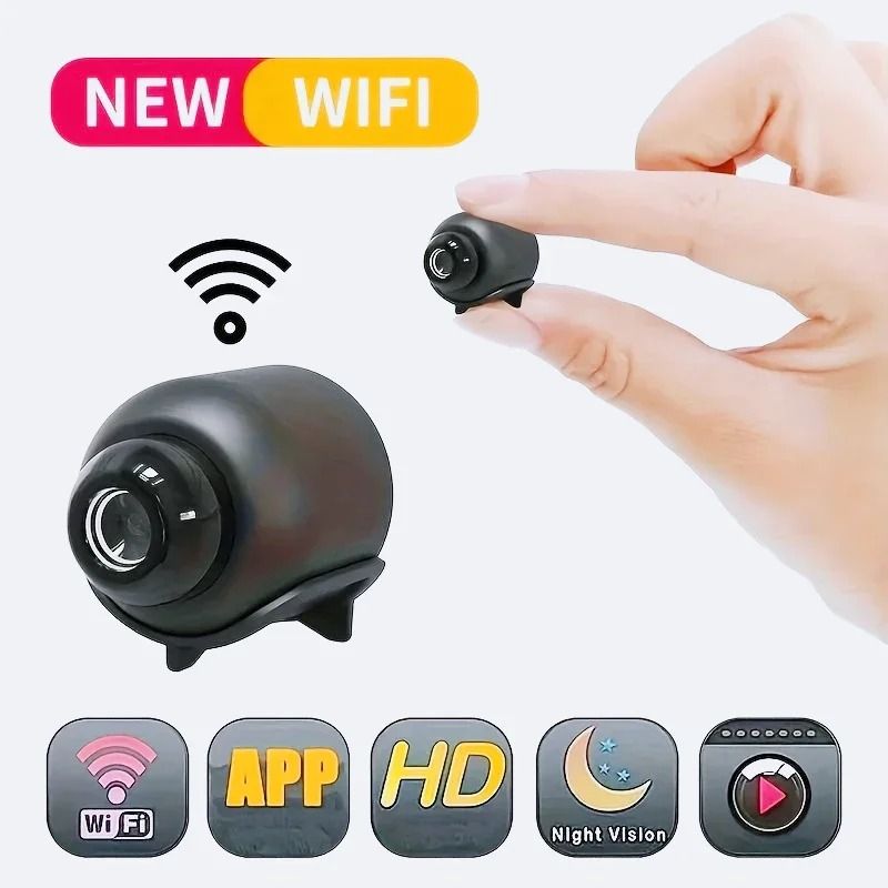 1080P HD Mini WiFi Security Camera With Night Vision And Audio Recording black