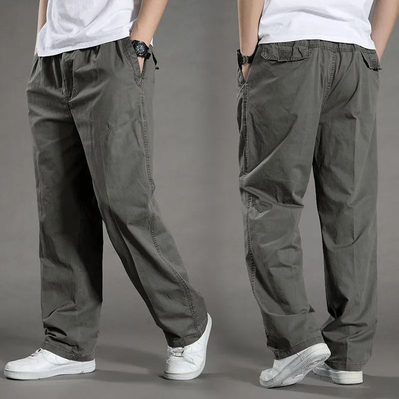 Mens Cotton Cargo Pants Large Size 6XL Casual Climbing Joggers l 1228 Light Gray
