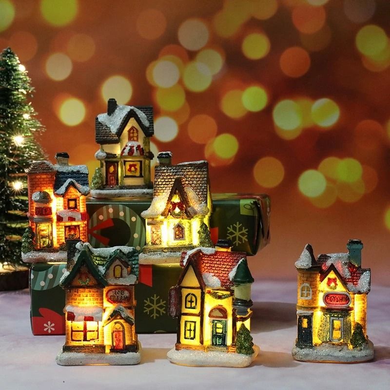 Christmas House Night Light Ornament Battery Operated Holiday Home Decor style 5