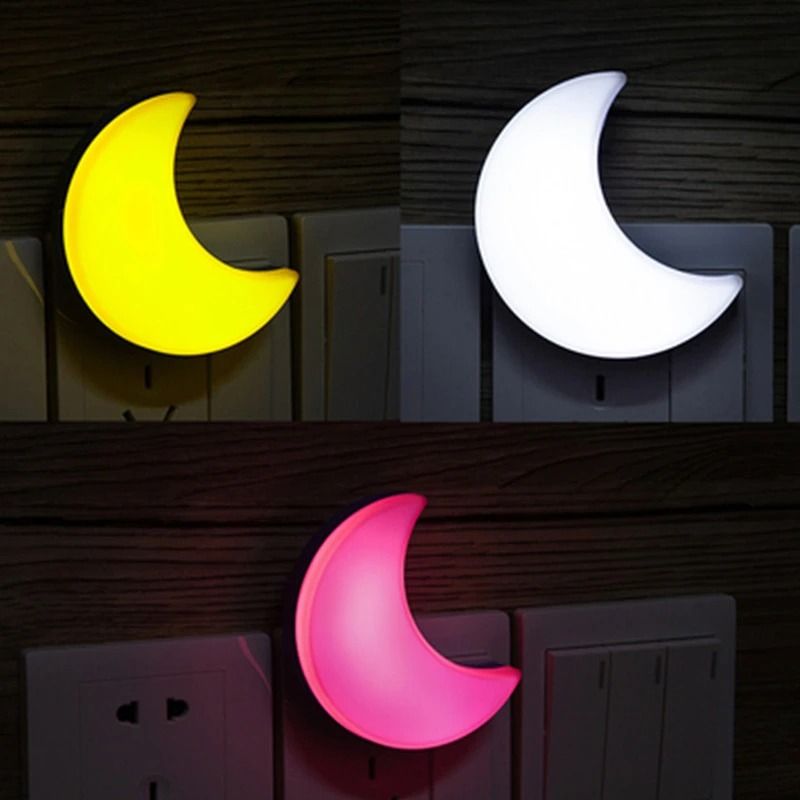 LED Moon Night Light Wall Lamp Plug In For Children Room Bedroom Living Room Decor yellow eu