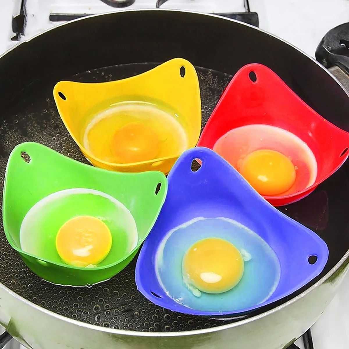 Silicone Egg Poacher Cups Egg Boiler Mold For Microwave Air Fryer Stovetop Cooking red 4 Pcs