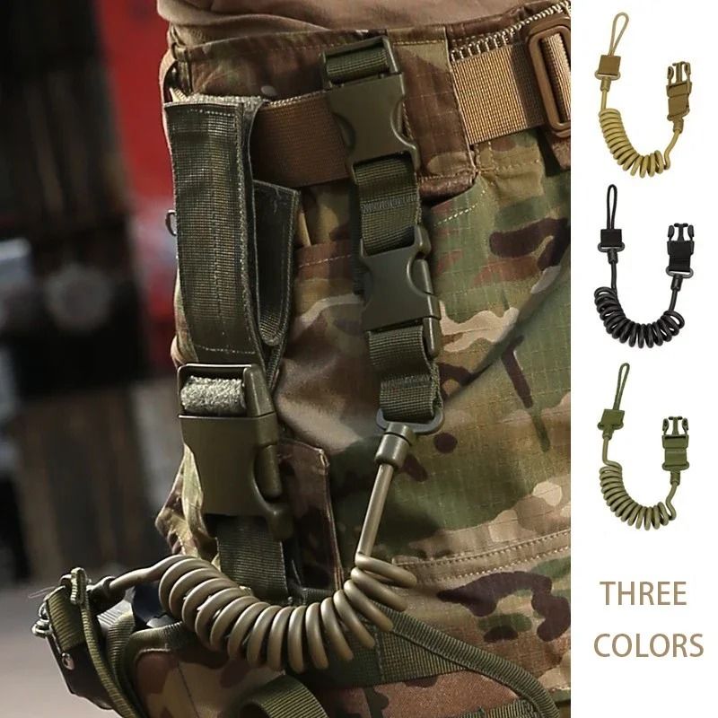 Tactical Multi Purpose Spring Lanyard Adjustable Pistol And Rifle Sling Strap For Hunting And Shooting green