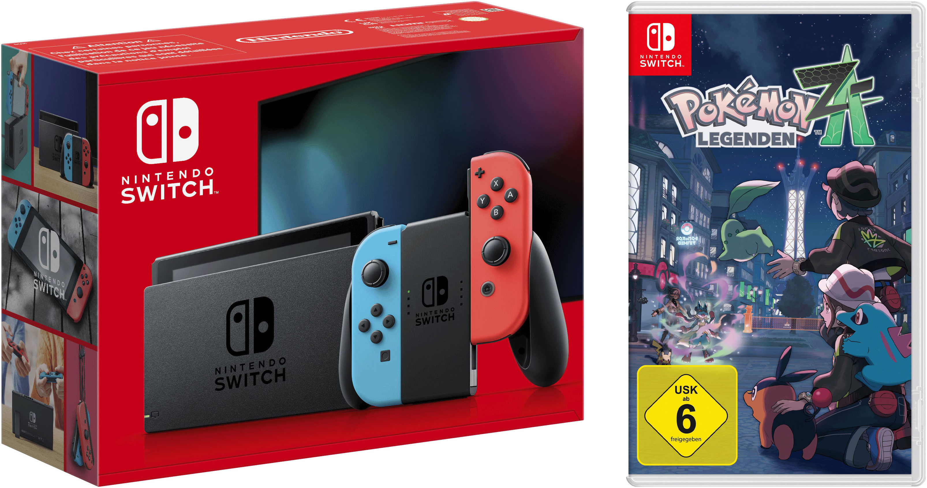 NINTENDO SWITCH Konsolen-Set "Switch + Pokemon-Legenden: Z-A", neonrot, neonblau, B:23,9cm H:10,2cm T:1,39cm, Spielekonsolen, Switch r/b neon + Pokemon-Legenden: Z-A