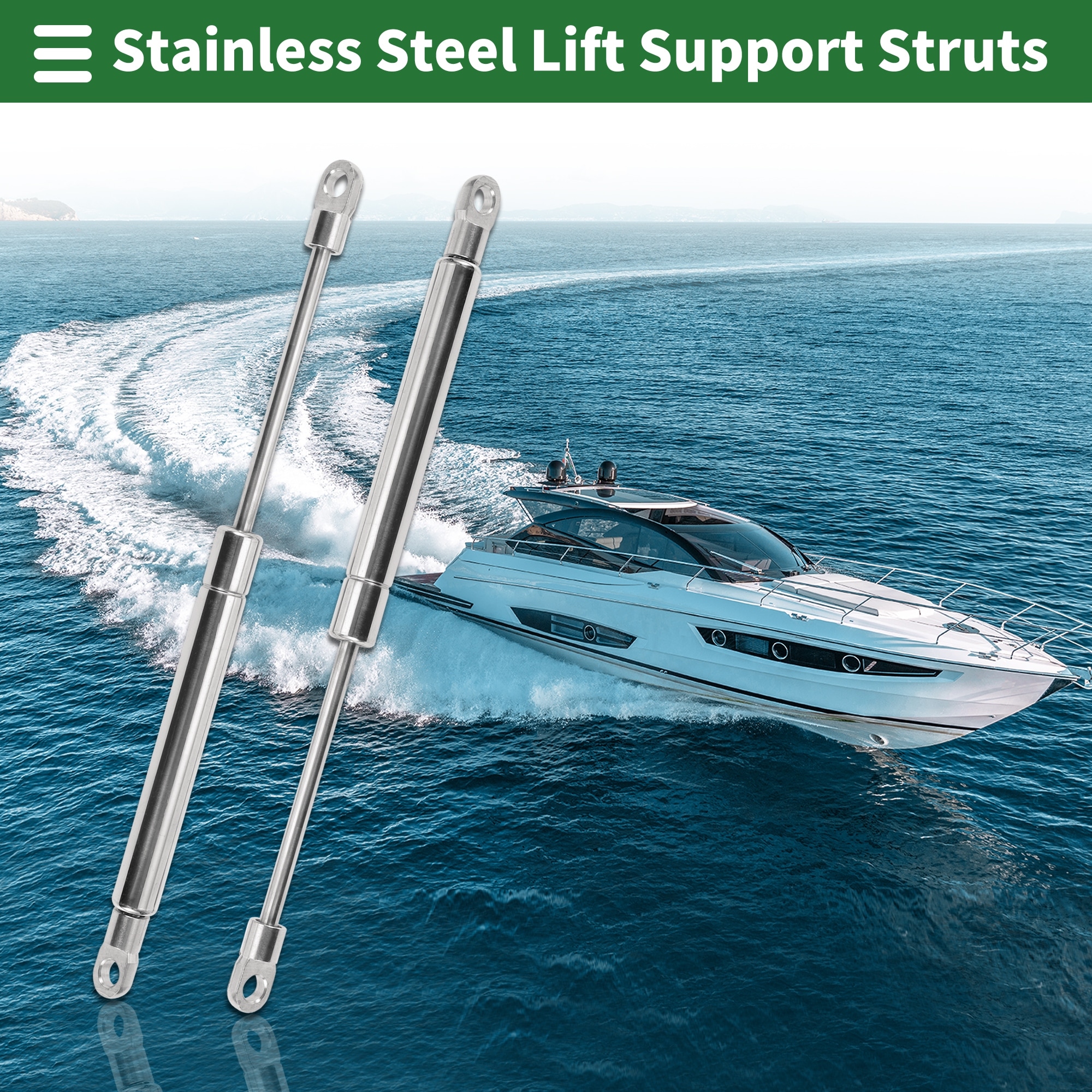 2 Pcs 10lb/45N 10inch/254mm Metal End Fitting Lift Support Struts Silver Tone - Silver Tone