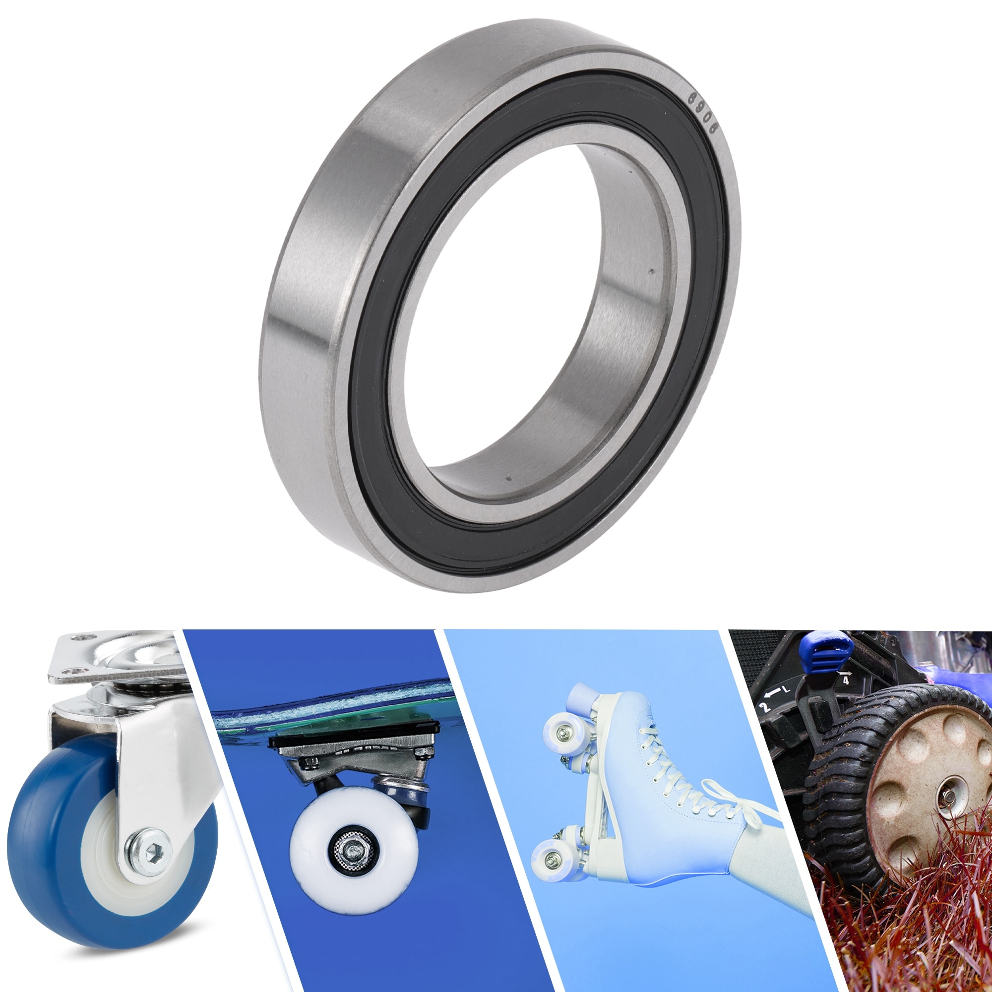 Deep Groove Ball Bearings P6 Lubricated Bearings Double Rubber Seals Silver Tone Scooter Skateboard Wheel