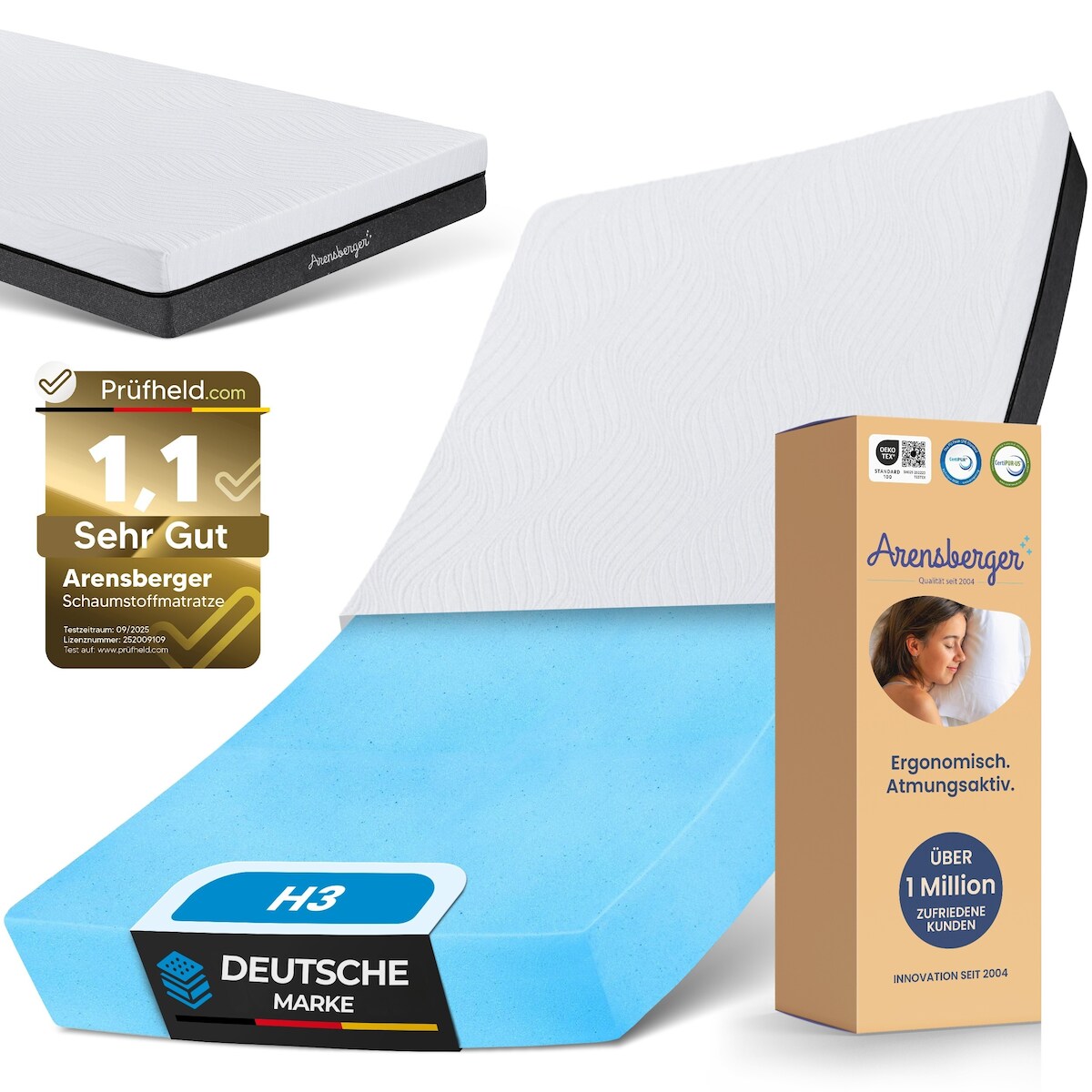 Arensberger Gelschaum Matratze SARA – 16 cm 100x200cm Image