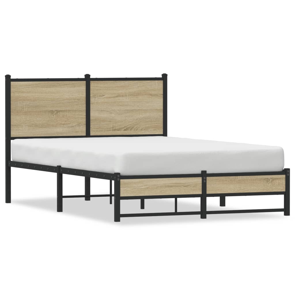 vidaXL Metallbett ohne Matratze Sonoma-Eiche 120x190 cm Image