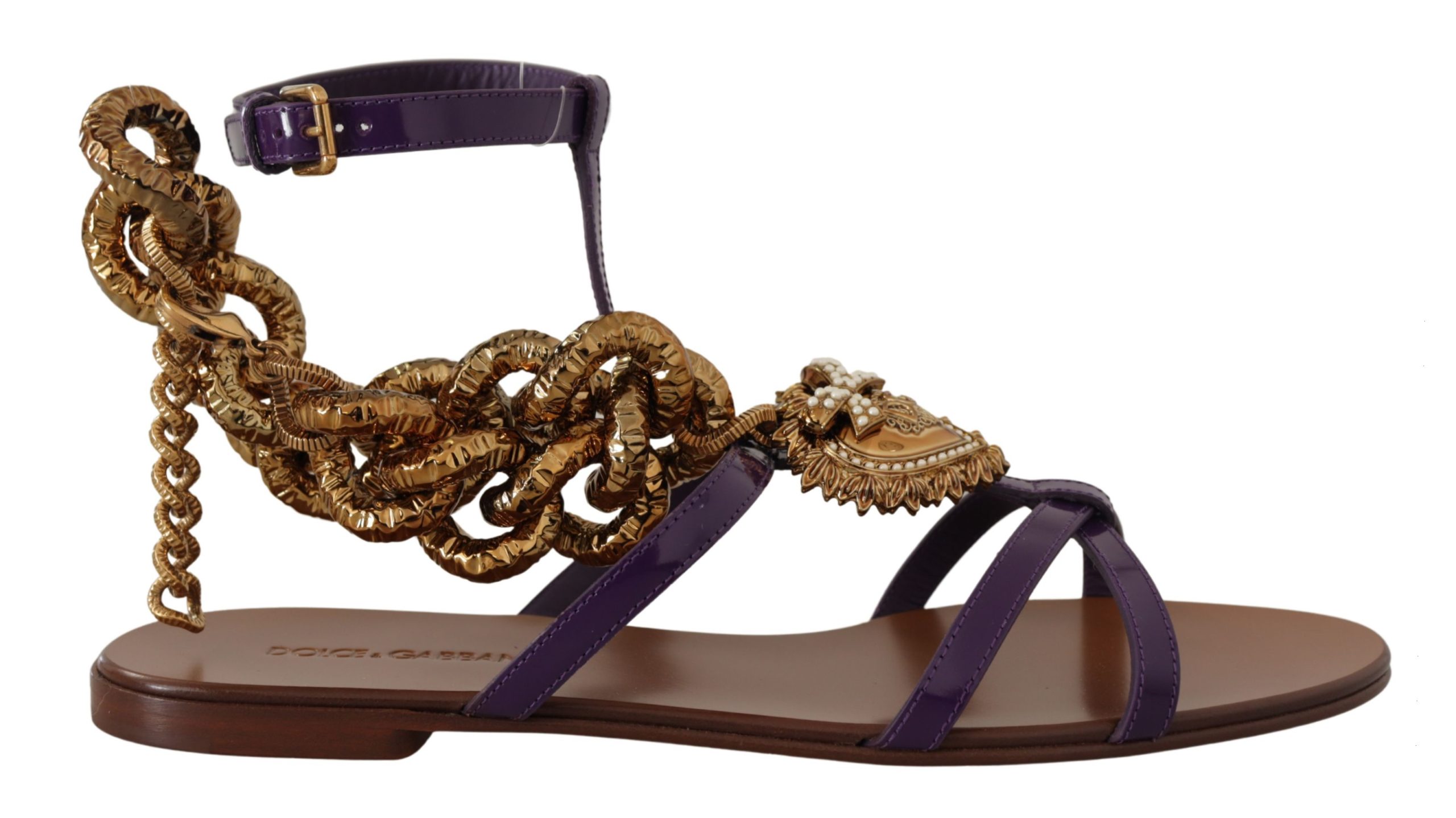 Dolce & Gabbana Damen Lila Leder Devotion Sandalen
