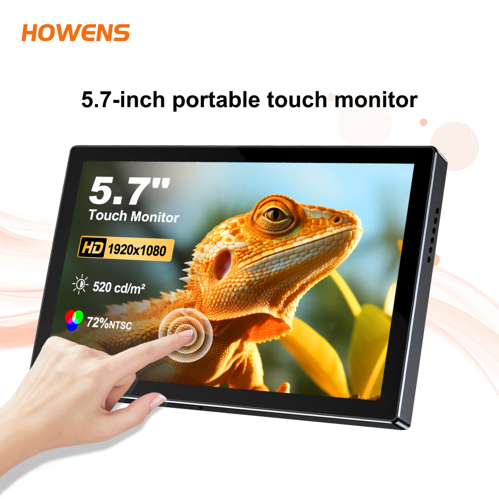 Hoewns moniteur à écran tactile 5.7 pouces 1920x1080 60Hz tactile moniteur Portable affichage haut-parleurs type-c USB HDMI deuxième Mini écran