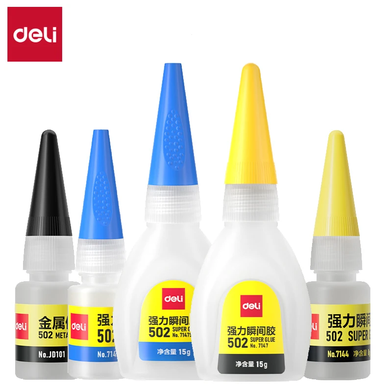 Deli 502, professioneller Stärke-Superkleber, schneller Cyanacrylat-Klebstoff, Hardware, Metall, Autos, Holz, Handwerk, Hobbys, sofortige Verklebung Image