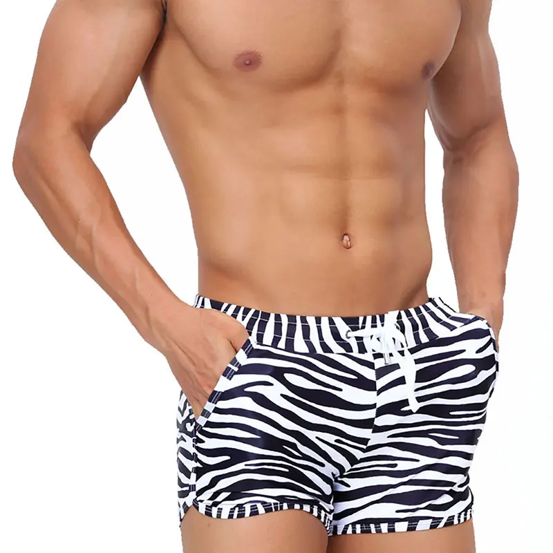 Zebra-bedruckte Badehose für Herren, sexy Boxershorts mit Taschen zum Surfen und Strandsport, Herren-Badehose, Badeanzug, Badebekleidung Image