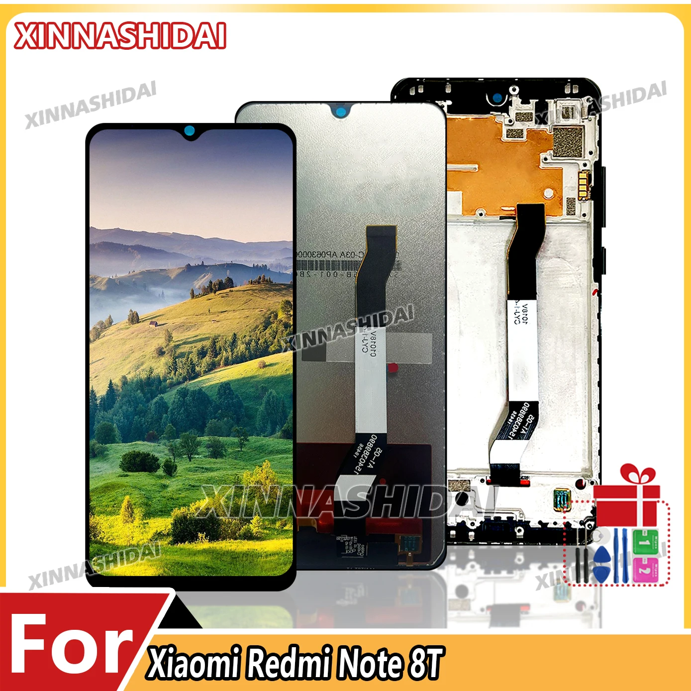 6,3-Zoll-LCD-Display mit Touchscreen-Rahmen für Xiaomi Redmi Note 8T, Ersatzteil M1908C3XG, kompatibel mit Rahmen und Batterieabdeckung Image