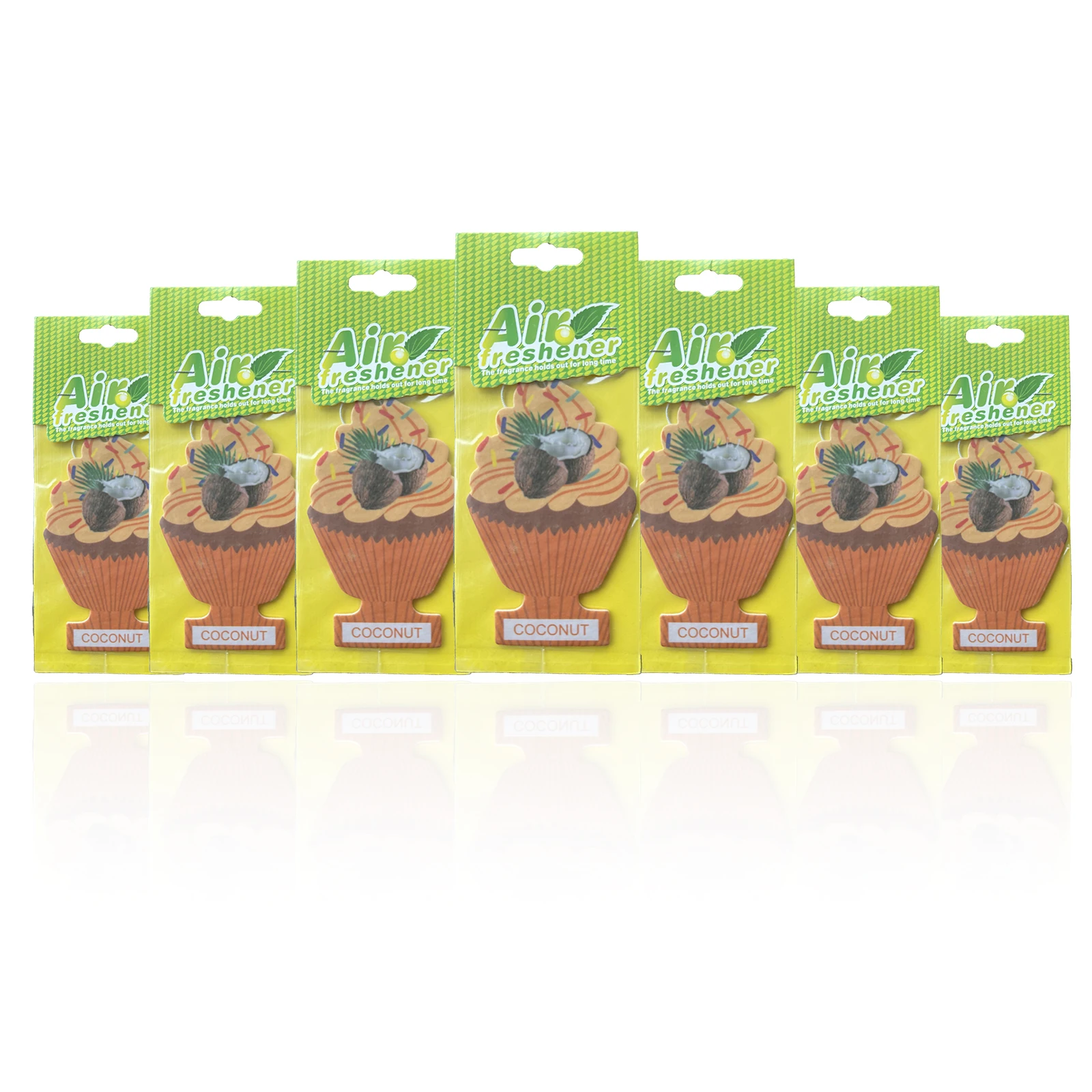 5/20 Stück KOKOSNUSS-Duft-Auto-Lufterfrischer, natürliches, mit Tee duftendes Papier, im Auto montierter Hängetyp, Auto-Innenzubehör Image