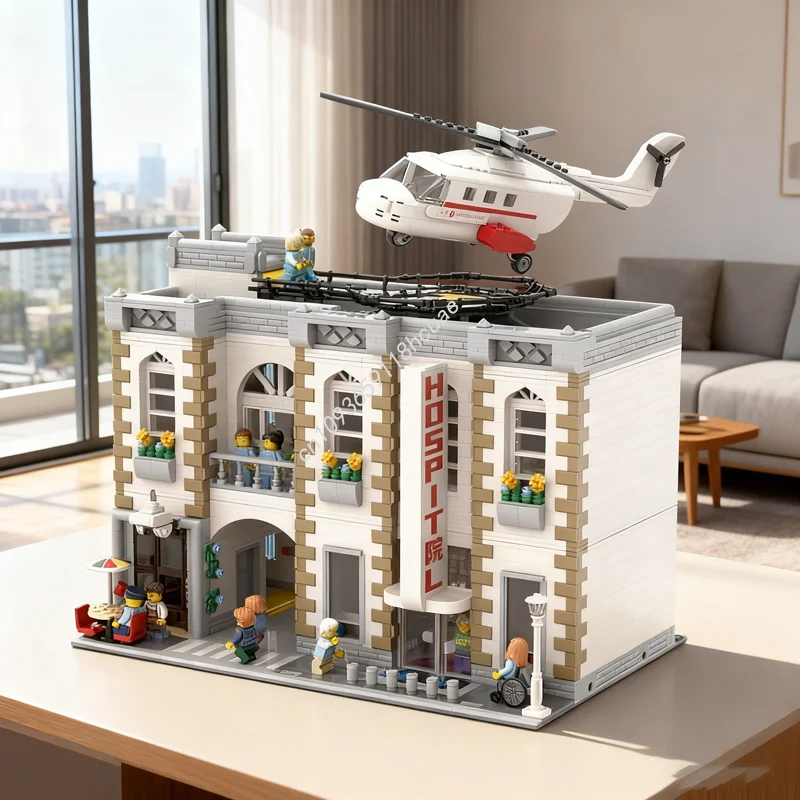 4011 stücke MOC Modulare Krankenhaus Modulare Modell Bausteine Bau DIY kreative spielzeug Bildung Weihnachten geschenke Ziegel Kinder Image
