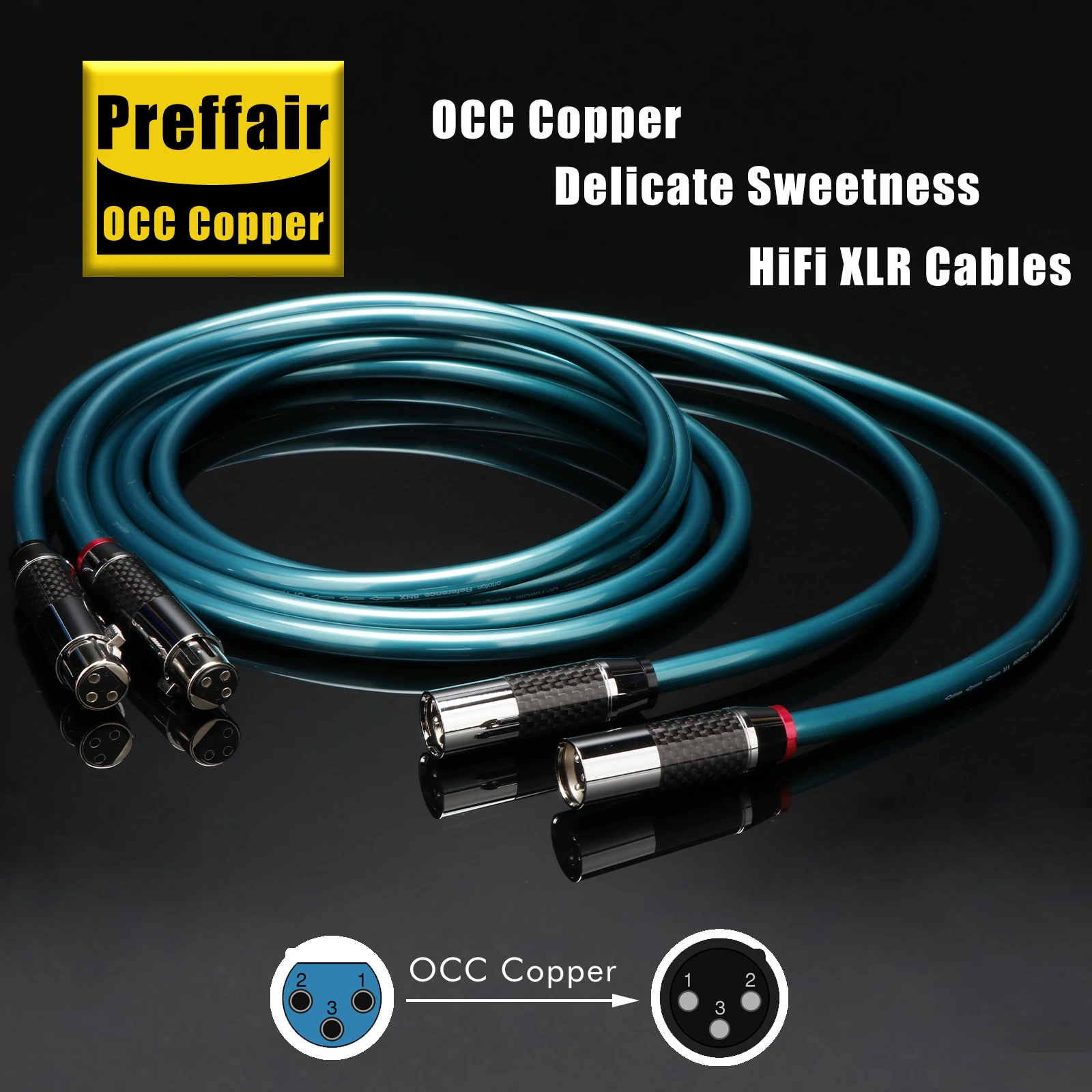 HiFi-Paar Orto 8N OCC Audio-XLR-Verbindungskabel aus reinem Kupfer mit rhodiniertem XLR-Stecker aus weißer Kohlefaser Image